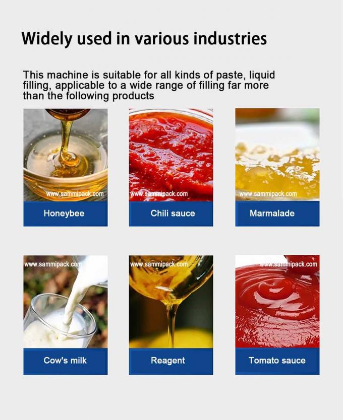 कन्वेयर और टच स्क्रीन के साथ प्लास्टिक पैकेजिंग सामग्री वर्टिकल पेस्ट फिलिंग मशीन, आसान संचालन 2