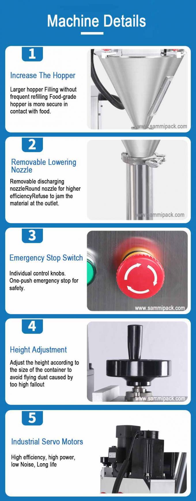 Einfach zu bedienender halbautomatischer Einzelkopf-Pulverf&uuml;ller f&uuml;r kleine Mengen feines Pulver, Schneckenf&uuml;llmaschine, hohe Sicherheitsstufe, Gewicht 66 KG 8