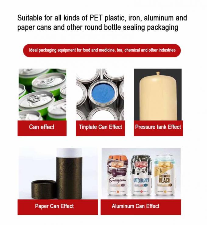 Mesin Penyegel Kaleng Otomatis untuk Pabrik Pengemasan Minuman Lini Perakitan E-commerce Bir Kaleng Soda Daging Makan Siang 5