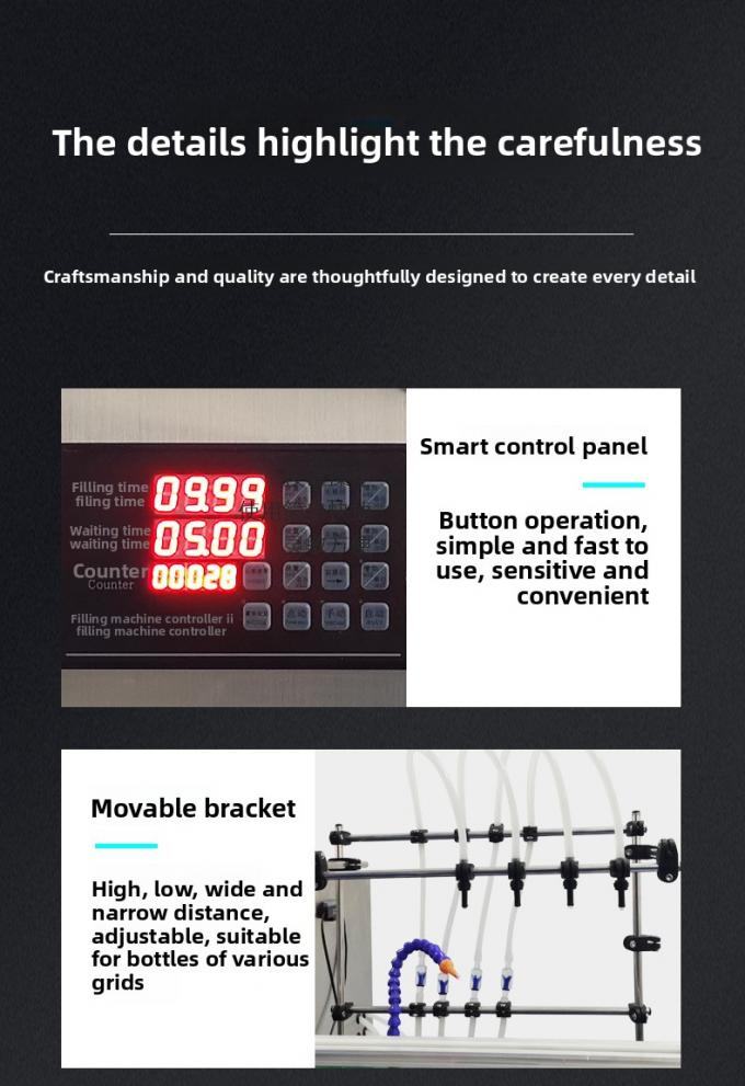 Machine de remplissage de liquide &agrave; pompe magn&eacute;tique automatique &agrave; quatre t&ecirc;tes PET pour petites bouteilles de verre jus de fruits boissons bouteilles de lait Petite remplissage 6