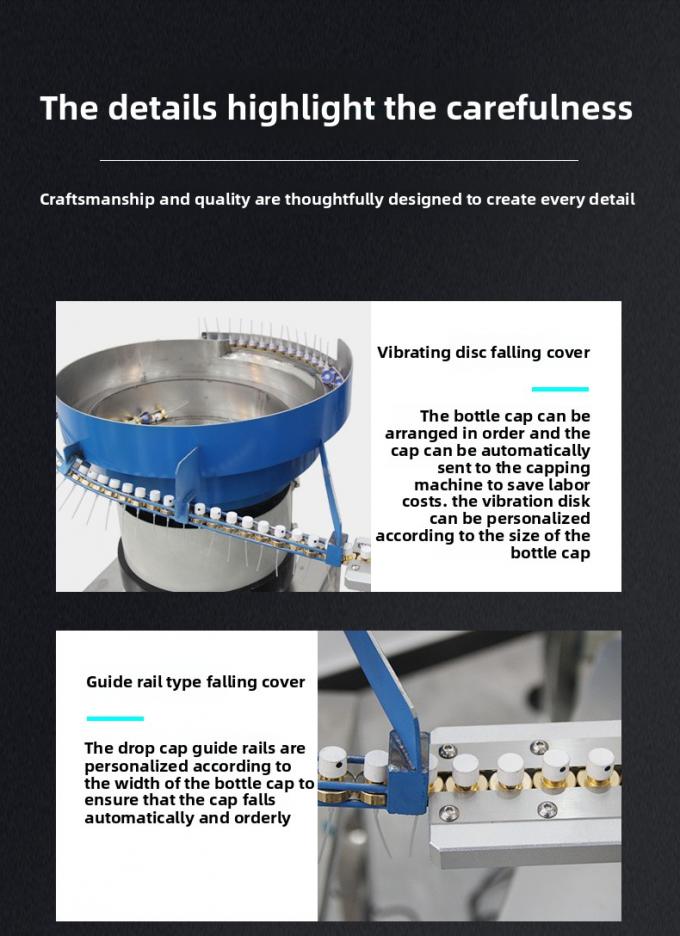 Hoge snelheid automatische productielijn voor het vastmaken van parfumnootjes en het drukken van plastic fleskappen 7